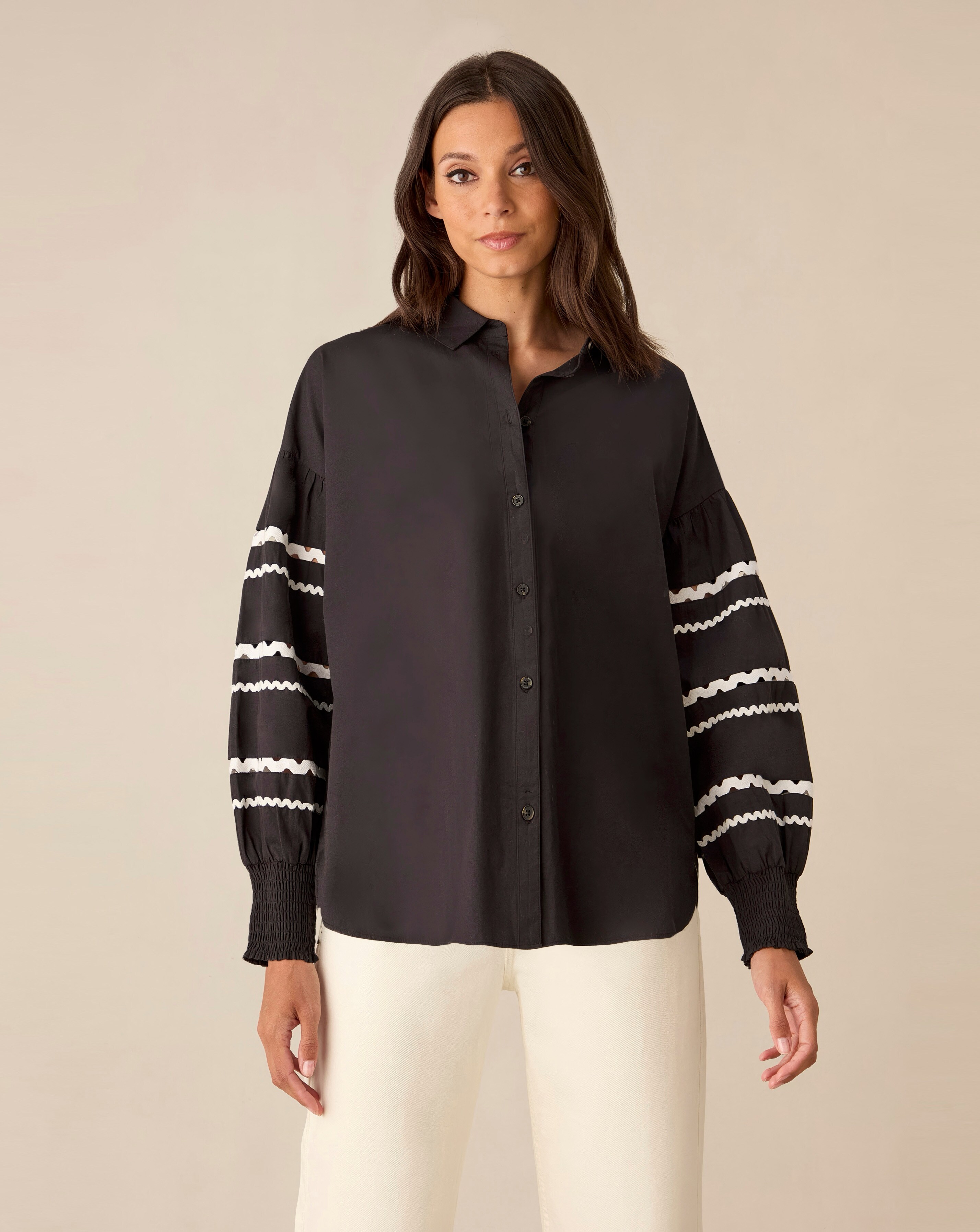 Ro&Zo Trim Insert Sleeve Blouse