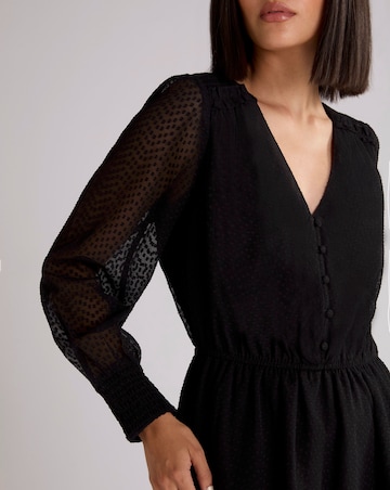 Ro&Zo Black Dobby Trim Insert Dress