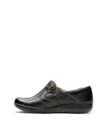 Clarks Un Loop Contrast Embroidery Leather Slip on Shoes - Wide Fit (E)