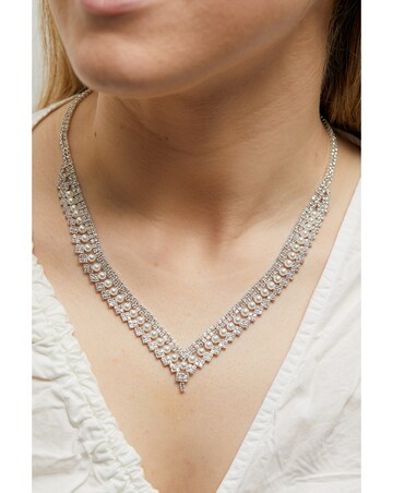 Jon Richard Silver Plated Pearl And Crystal V Necklace