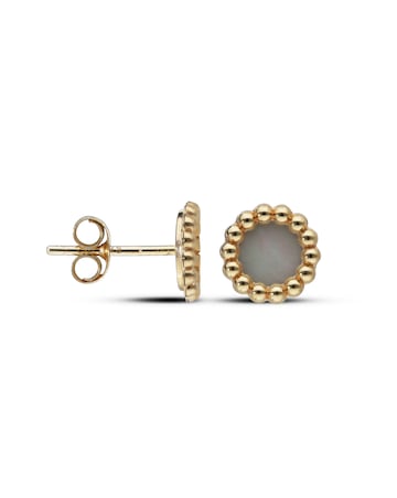 9ct Gold Mother of Pearl Round Stud Earrings