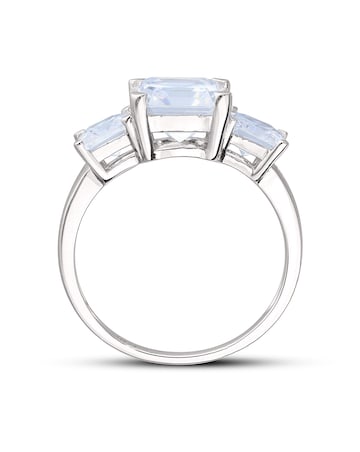 9ct White Gold Cubic Zirconia Trilogy  Ring