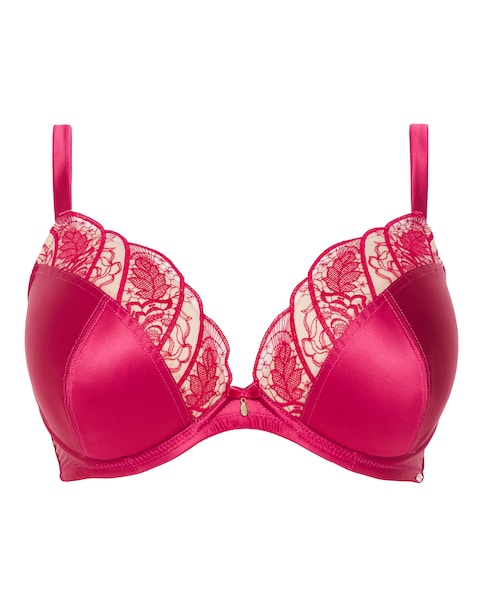 Joanna Hope Satin Embroidery Plunge Bra