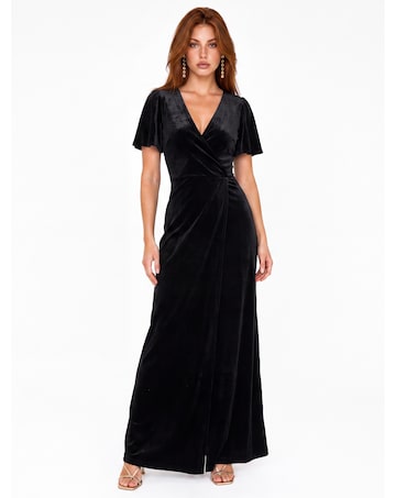 Maya Deluxe Faux Wrap Velvet Maxi Dress