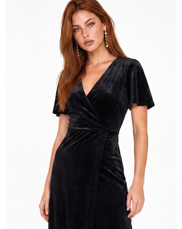 Maya Deluxe Faux Wrap Velvet Maxi Dress
