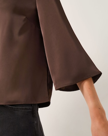Monsoon Ingrid Bell Sleeve Satin Blouse