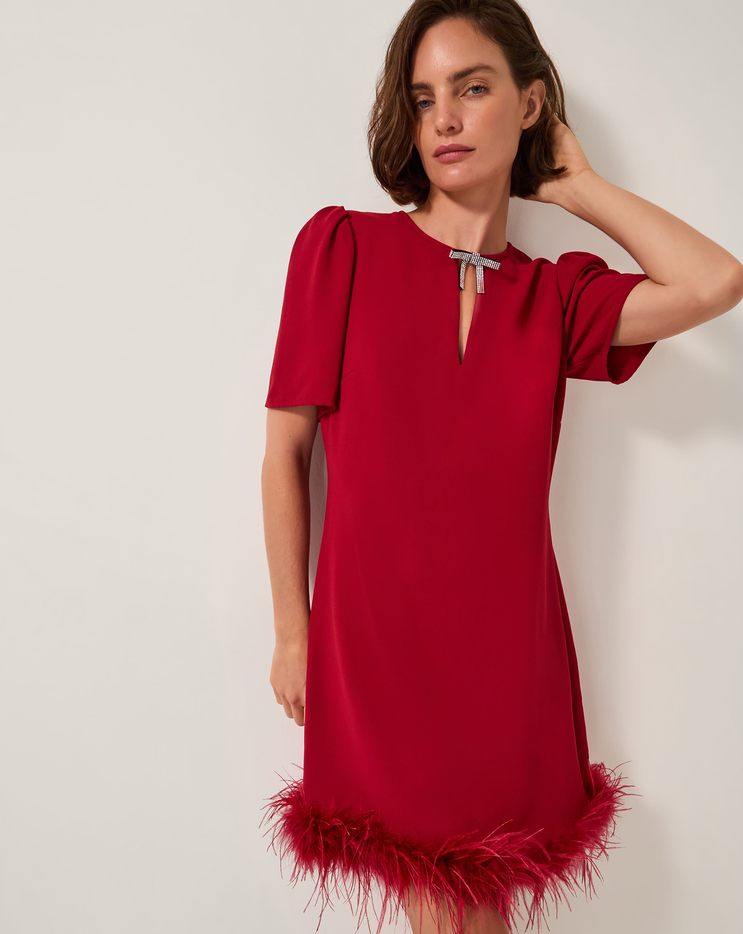 Monsoon Arlette Feather Mini Dress