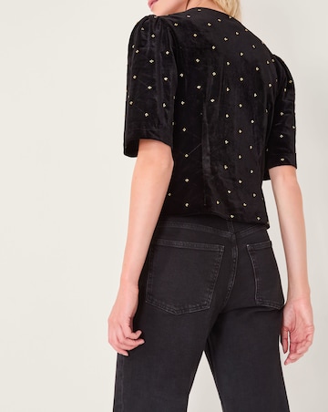 Monsoon Emma Velvet Button Top