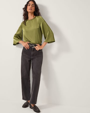 Monsoon Ingrid Bell Sleeve Satin Blouse