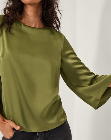 Monsoon Ingrid Bell Sleeve Satin Blouse