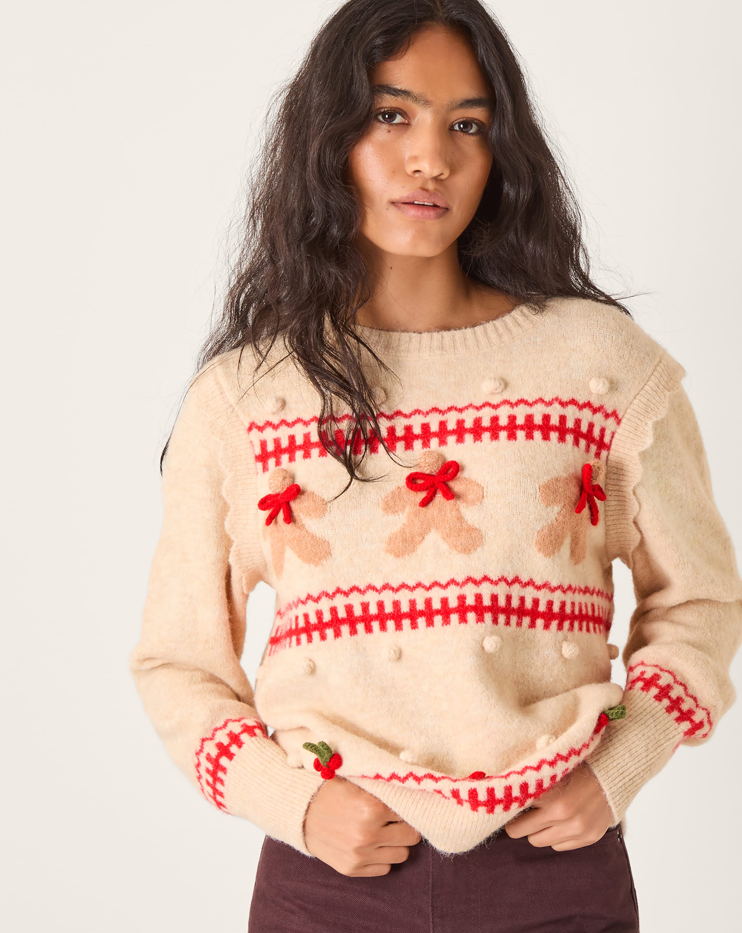 New In - Monsoon Bess Gingerbread Man Knit Jumper