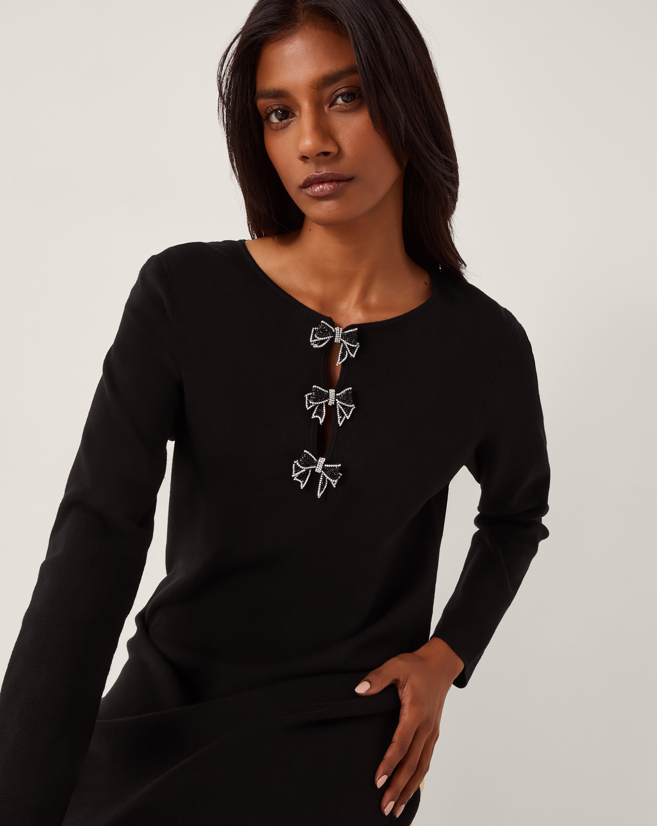 New In - Monsoon Bee Bow Knit Midi Dress