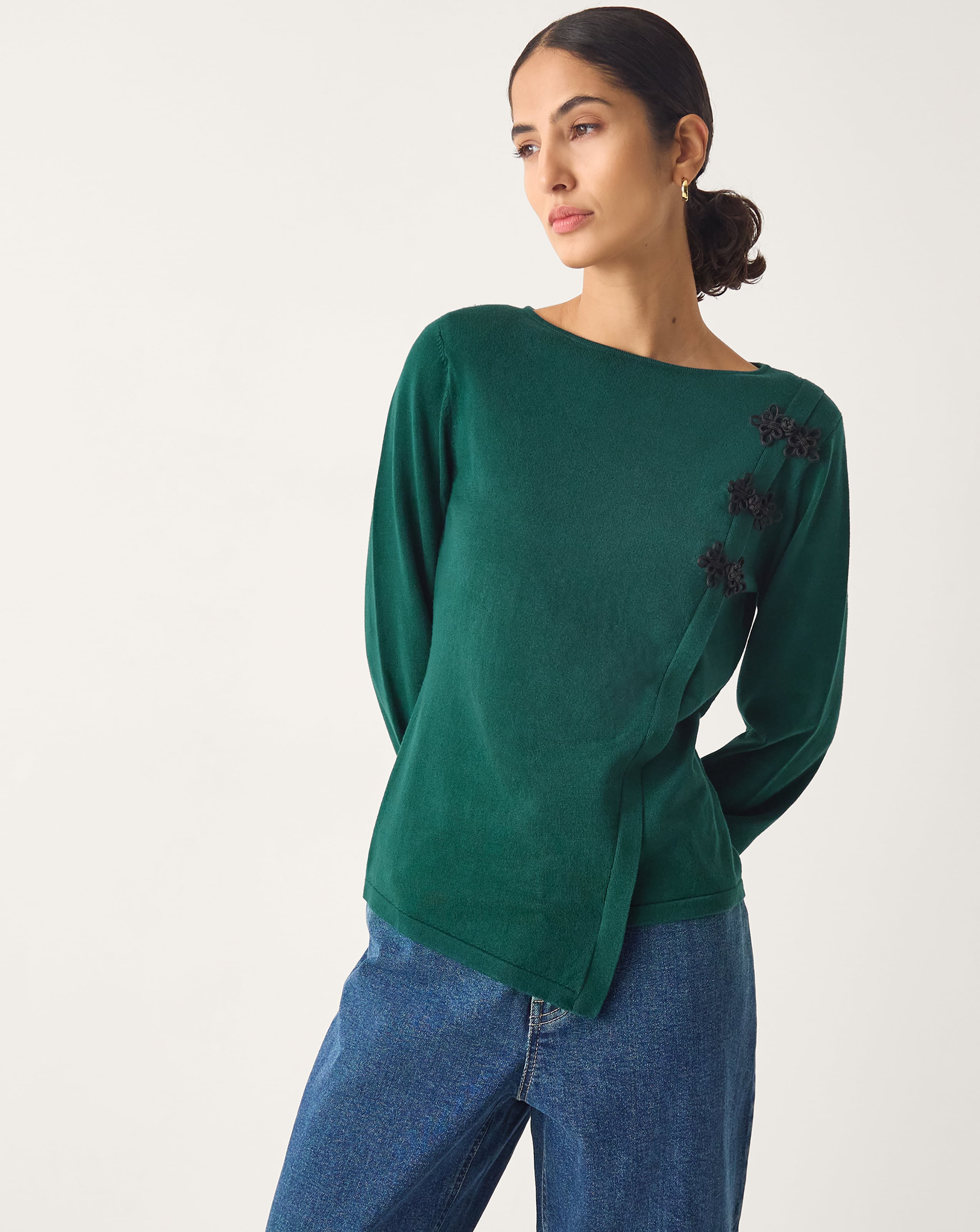 New In - Monsoon Sofia Asymmetrical Button Jumper