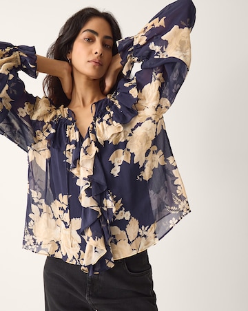 Monsoon Sasha Floral Print Ruffle Blouse