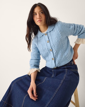 Monsoon Kat Floral Cable Knit Cardigan