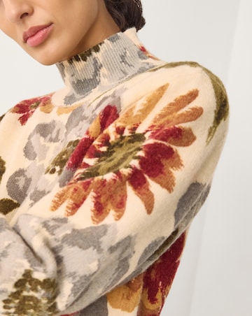 Monsoon Olive High Neck Floral Jumper