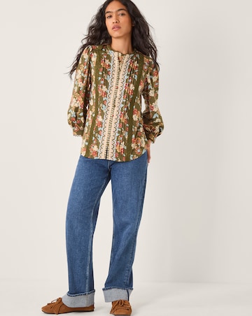 Monsoon Olive Floral Print Jersey Shirt