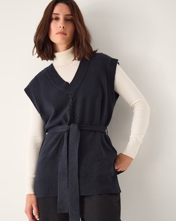 Monsoon Cohen Tie Waist Cable Knit Vest
