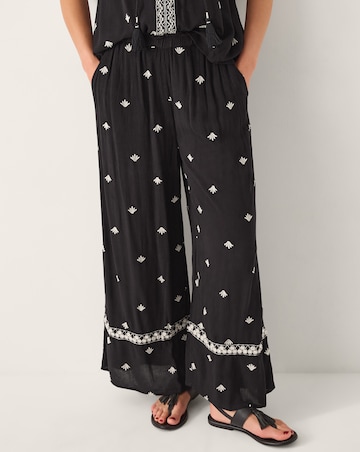 Monsoon Embroidered Wide Leg Trousers