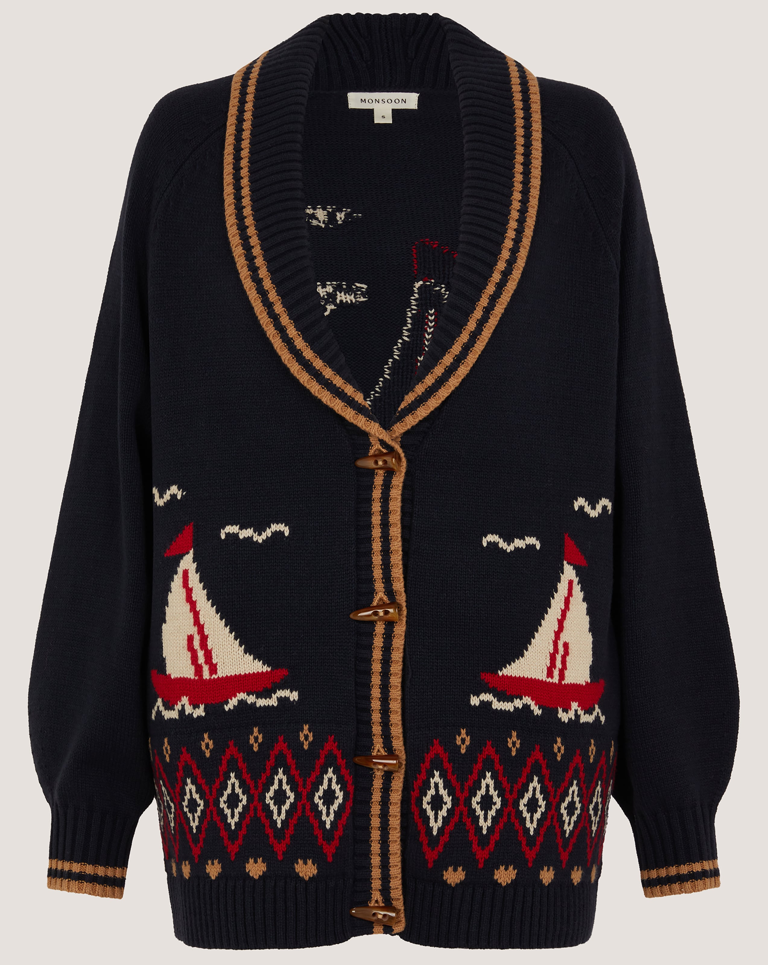 New In - Monsoon Sapna Intarsia Sailor Cardigan