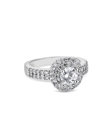 Jon Richard Silver Plated Double Halo Cocktail Ring