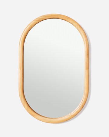 Light Wood Oval Wall Mirror