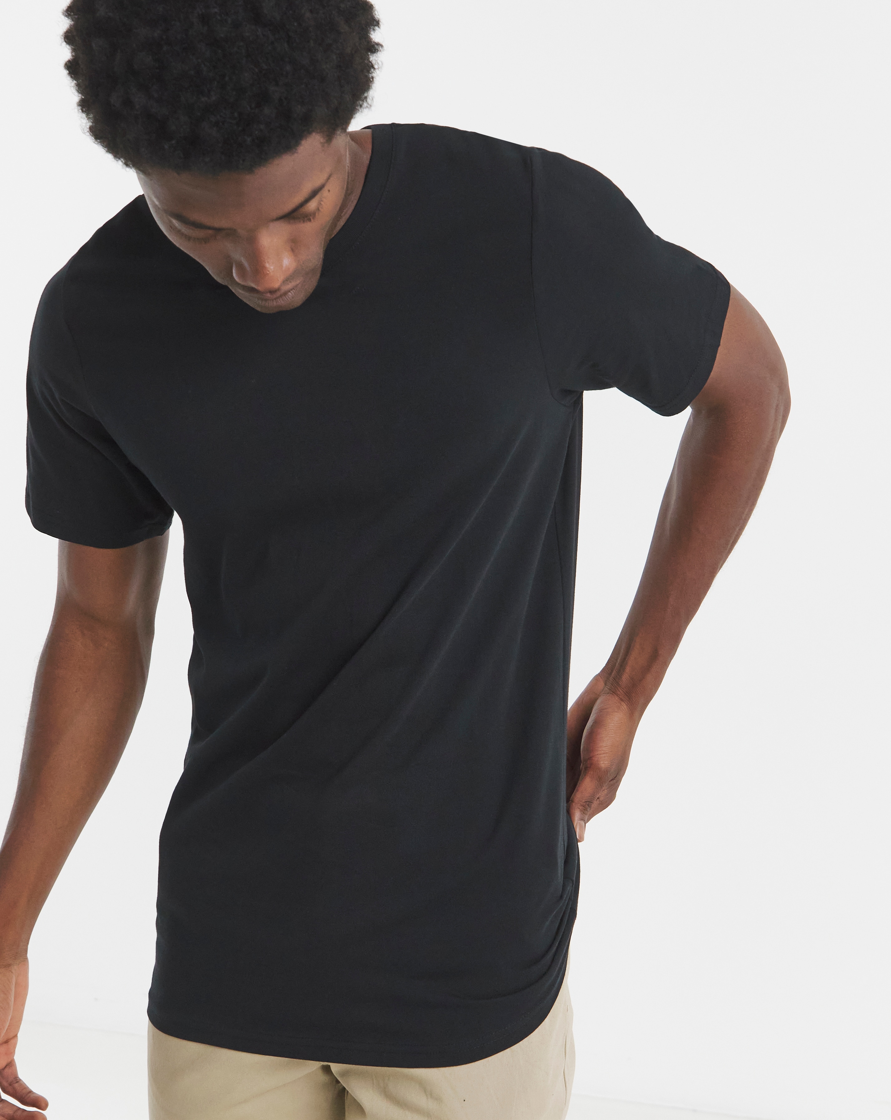 Pure Cotton Crew Neck T-Shirt Extra Long