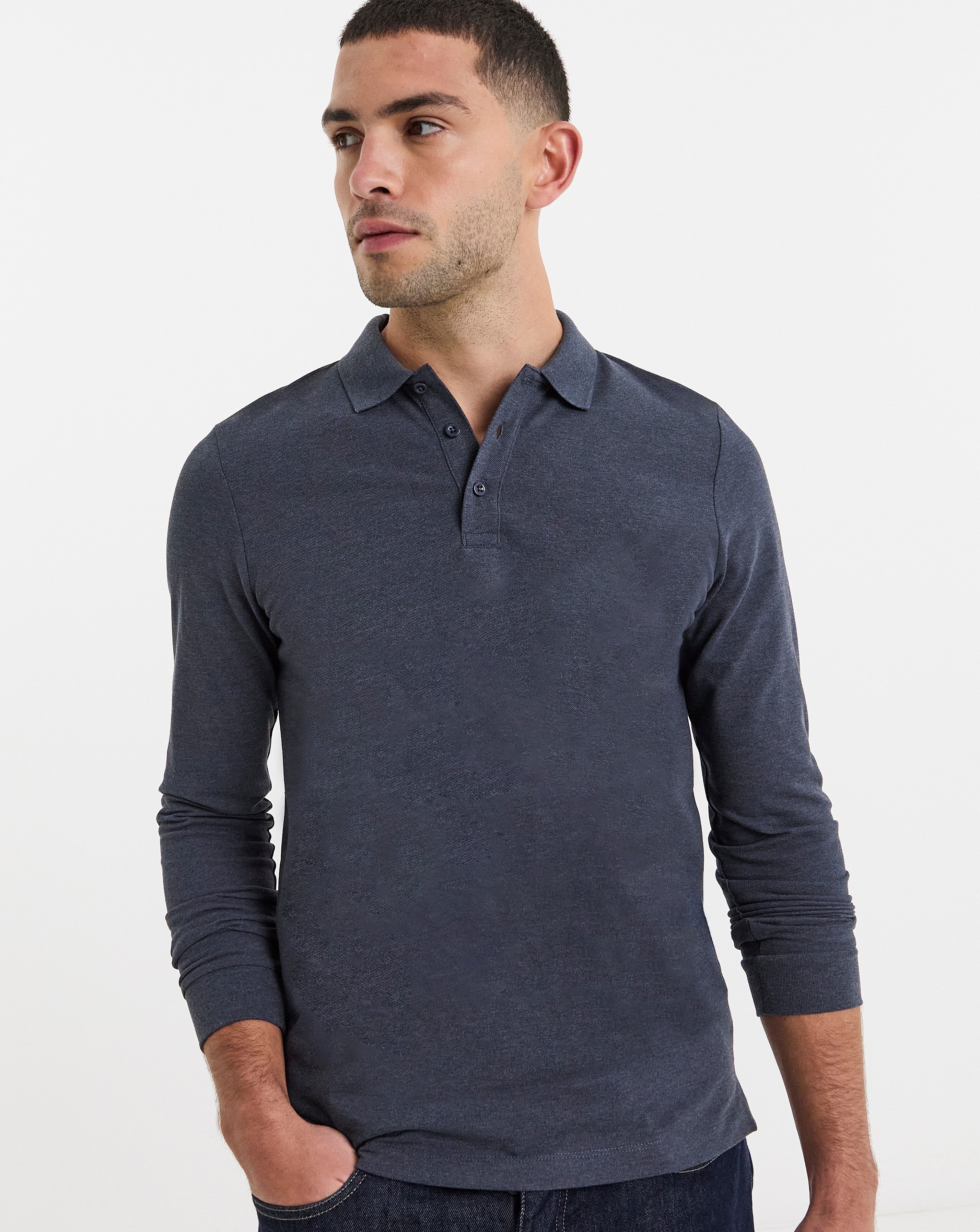 Long Sleeve Pique Polo