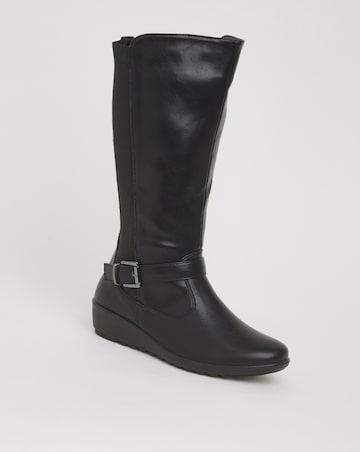 Cushion Walk Stretch Mid Leg Boot Wide E Fit Curvy Plus Calf