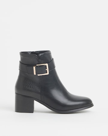 Cushion Walk Block Heel Buckle Boot Wide E Fit