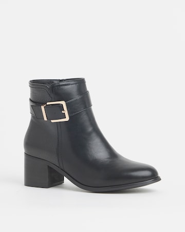 Cushion Walk Block Heel Buckle Boot Wide E Fit