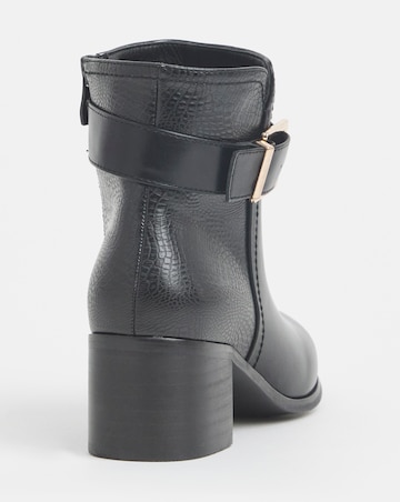 Cushion Walk Block Heel Buckle Boot Wide E Fit