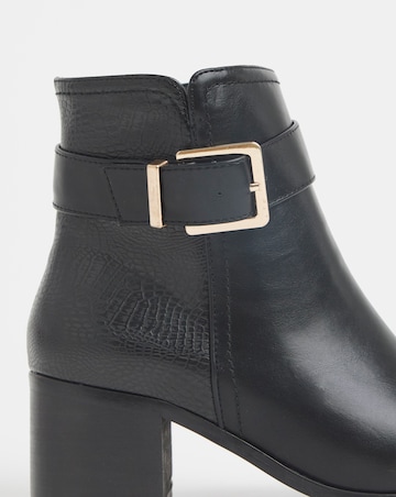 Cushion Walk Block Heel Buckle Boot Wide E Fit
