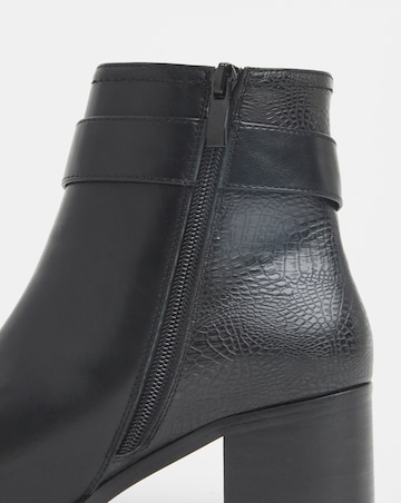 Cushion Walk Block Heel Buckle Boot Wide E Fit