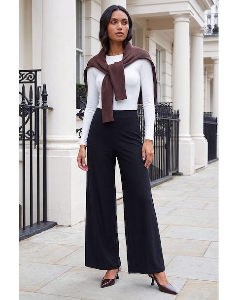Roman Elastic Wide Leg Stretch Trousers
