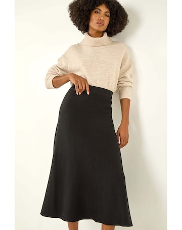 Roman Plain Elastic A Line Midi Skirt