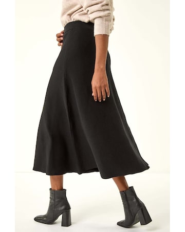 Roman Plain Elastic A Line Midi Skirt