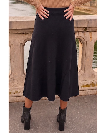 Roman Plain Elastic A Line Midi Skirt