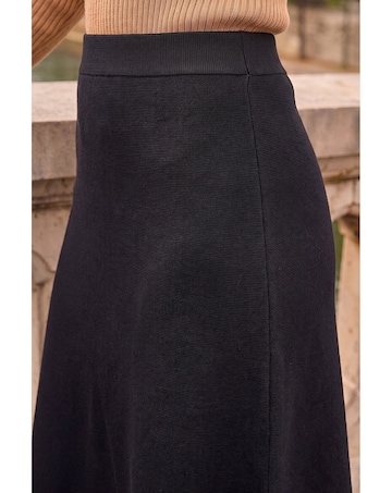 Roman Plain Elastic A Line Midi Skirt
