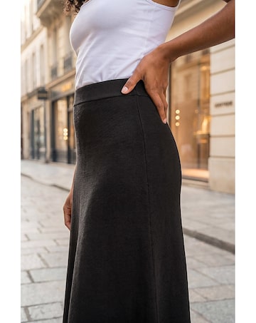 Roman Plain Elastic A Line Midi Skirt