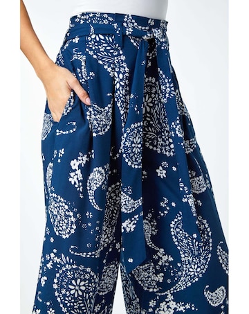 Roman Paisley Wide Leg Cropped Trousers