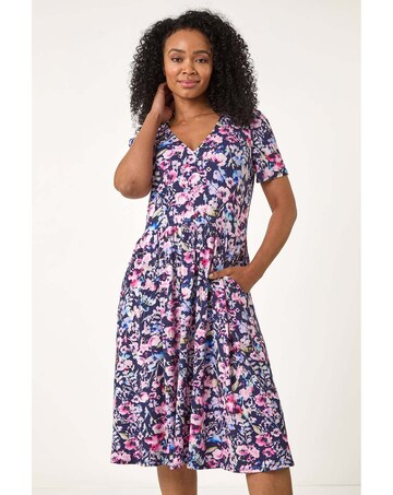Roman Petite Floral Pocket Midi Dress