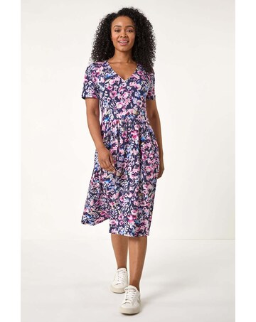 Roman Petite Floral Pocket Midi Dress