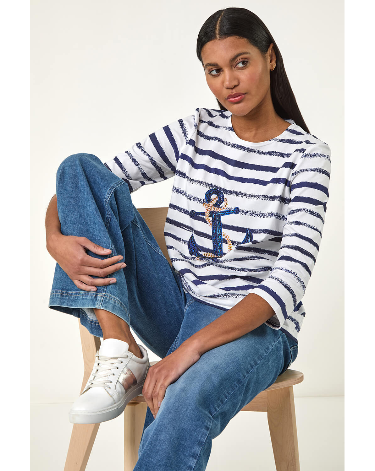Roman Anchor Striped Hotfix Top