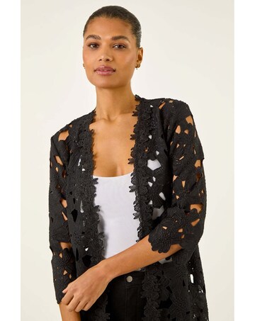 Roman Crochet Lace Longline Jacket