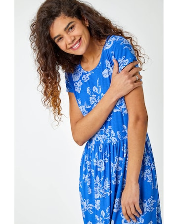Roman Floral Print Midi Stretch Dress