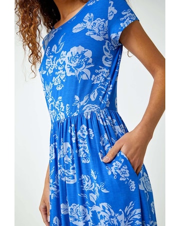 Roman Floral Print Midi Stretch Dress