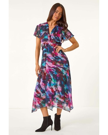 Roman Petite Twist Dobby Midi Dress