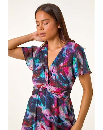 Roman Petite Twist Dobby Midi Dress