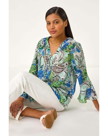 Roman Paisley V-Neck Blouse